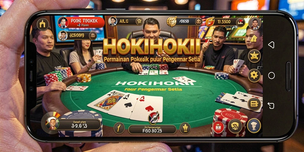 Screenshot gameplay HOKIHOKI yang menampilkan aksi poker yang mendebarkan.
