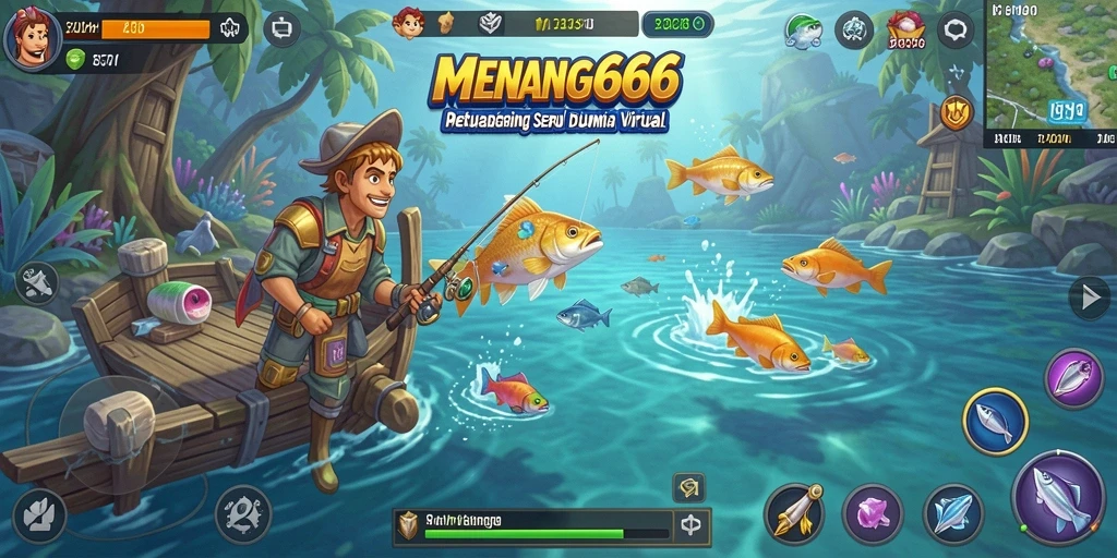 Tampilan gameplay yang mengasyikkan saat menangkap ikan di laut.