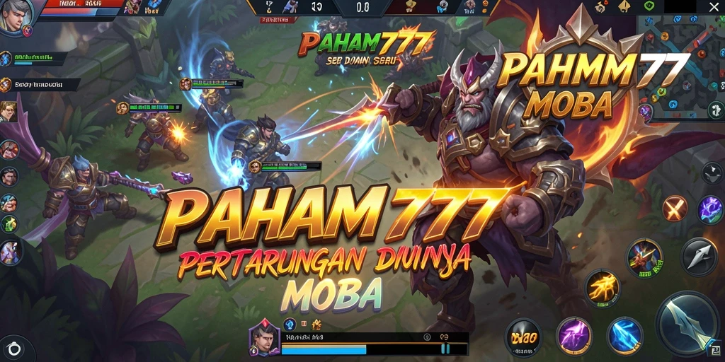 Tangkapan layar gameplay seru dari PAHAM777 dalam pertempuran MOBA.