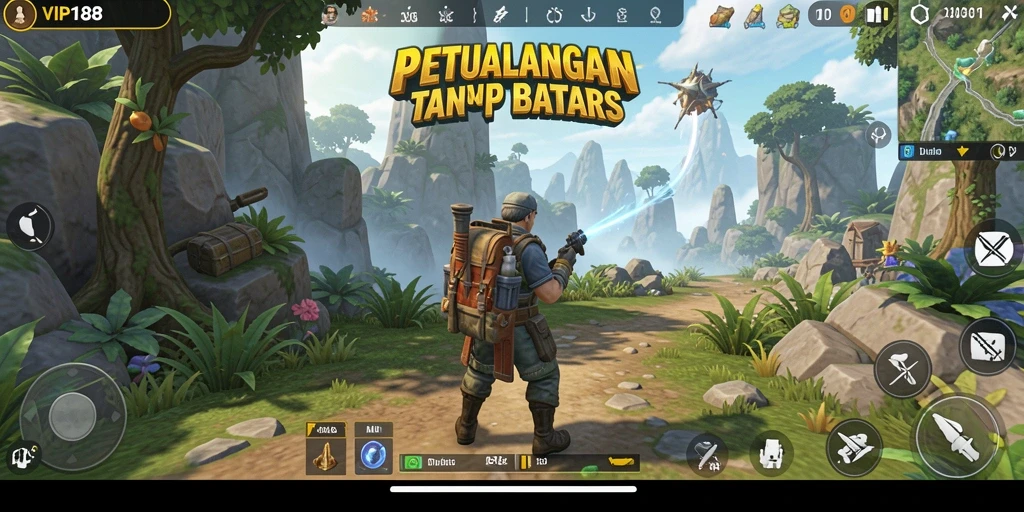 Screenshot dari gameplay <strong>VIP188</strong> menunjukkan luasnya dunia terbuka.